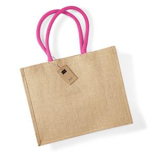 Westford Mill WM407 - Jute classic shopper Natural / Fuchsia