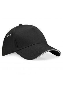 Beechfield BF15C - Ultimate 5 Panel Cap - Sandwich Peak Black/Light Grey