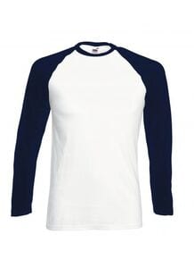 Fruit of the Loom SC238 - Baseball Longsleeve T White/Deep navy