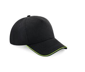 Beechfield BF025C - Authentic Cap visor passpoilée Black/ Lime Green