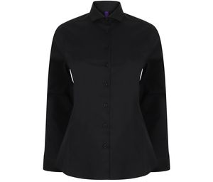 HENBURY HY533 - LADIES LONG SLEEVED STRETCH SHIRT Black