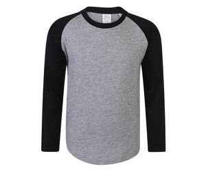 SF Mini SM271 - Kid's long-sleeved baseball t-shirt Heather Grey/ Black