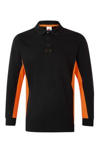 Velilla 105514 - LS TWO-TONE POLO Black/Orange