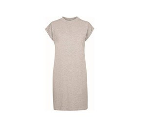 BUILD YOUR BRAND BY101 - Dress with turn-up sleeves Heather Grey